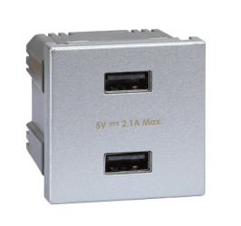 Simon Connect USB ładowarka K45 (45x45) gniazdo typ A 5V/2,1A aluminium K126E/8