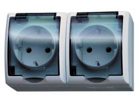 FALA Gniazdo podwójne z uziemieniem schuko wieczko przezroczyste biały GNH-2HS/00/d OSPEL