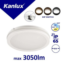 Plafoniera LED BENO ECO 30W CCT O W 2850lm(WW)/3150lm(NW)/3050lm(CW) 3000/4000/6500K regulacja barwy IP65 biały 38384