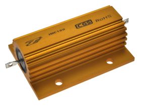 Rezystor; drutowy z radiatorem; R100W5%15R; lutowany; śruba z nakrętką; 100W; 15ohm; 5%; aluminiowa; osiowe; 65,5x47,5x26mm; HSC