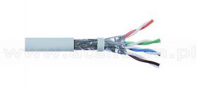 Kabel skrętka, SFTP (S/FTP, PiMF), kat7, wewnętrzny, szary, LSOH/LSZH, 4x2x23 AWG, 305m, drut