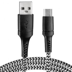 Kabel USB - micro USB oplot czarno-biały 1m VA0150 Vayox