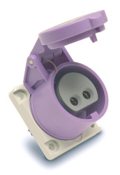Złącze przemysłowe - zasilające 16A Gniazdo 20 → 25 V. 2P RS PRO Fioletowy Montaż na panelu IP44
