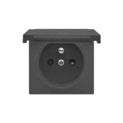 Simon 55 Pokrywa gniazda wtyczkowego pojedynczego z klapką w kolorze pokrywy do: SGZ1CM, SGZ1M Grafitowy mat TGZ1BUZP/116
