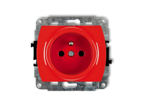 TREND Gniazdo pojedyncze z uziemieniem DATA bez klucza (przesłony torów prądowych) czerwony GBK KARLIK