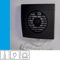 Wentylator domowy Aero RS100 Onyx przewód z wtyczką, kontrolka LED, fi 100 mm, kolor czarny