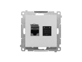 SIMON 55 Gniazdo komputerowe podwójne RJ45 kat. 6 ekranowane z przesłoną aluminium mat T62E.01/143 KONTAKT SIMON