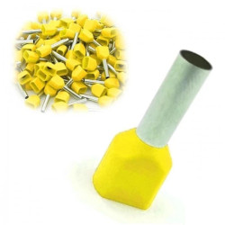 TRYTYT Tulejki Izolowane Kablowe Podwójne Do Przewodów 2x6mm Żółty 100szt