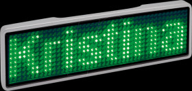 125907 LED name tag, 11x44 pixels, USB, silver frame, green LED