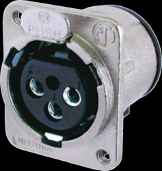 XLR panel socket, 3 pole, silver-plated, 1.0 mm², AWG 18, metal, NC3FDM3-V