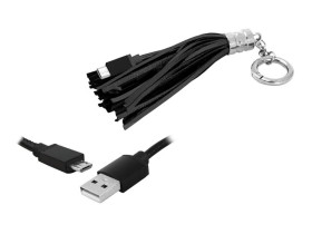 Kabel USB-microUSB brelok, czarny