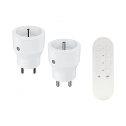 Zestaw bezprzewodowych gniazd MINI, sterowanych pilotem 2+1, 2300W,RS-9