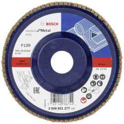 Bosch Accessories 2608601277 X431 Tarcza lamelkowa Średnica 125 mm Średnica otworu 22.33 mm Wielkość ziarna 120 stal 1 s