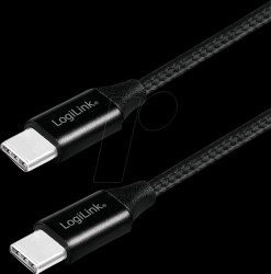 CU0154 Sync and charging cable, USB-C -> C, 1.0 m, cotton, black