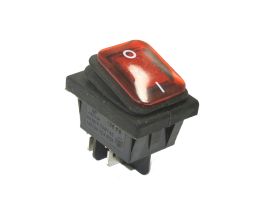 Włącznik kołyskowy KCD4-R 16A 250V podwójny on-off czerwony hermetyczny IP65