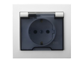 KIER Gniazdo pojedyncze z uziemieniem schuko biały klapka dymna GPH-1WS/00/d OSPEL