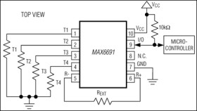 Four-Channel Thermistor Temperature-to-Pulse-Width Converter