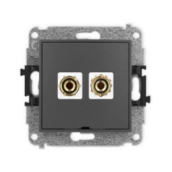 ICON Mechanizm gniazda głośnik. poj. bez opisu (banan czerwony i czarny, pozłacany, 4 mm2 do lutowania) grafitowy mat 28IGGBO-3