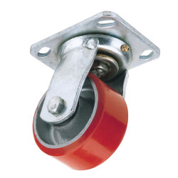 Draper 65523 100mm Dia Swivel Plate Fixing Polyurethane Wheel - S.w.l 250kg