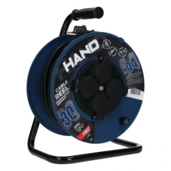 Przedłużacz budowlany zwijany na bębnie Rozgałęźnik na 4 gniazda 2P+Z 230V IP44 na kablu OW 3x2,5mm2 30m HAND