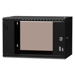 Szafa wisząca Standard 19" 6U, 350mm, drzwi szklane, czarna