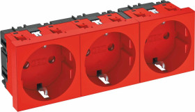 Gniazdo OBO Vertr 0 stopni 3-krotny styk ochronny STD OBO Bettermann, 6120048, czerwony, (S x W x G) 135 x 45 x 42 mm