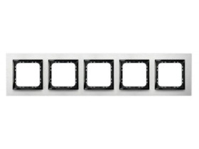 IMPRESJA PRESTIGE Ramka 5 pięciokrotna aluminiowa 4 mm szczotkowane aluminium + ramka czarna R-5YAC/62/25 OSPEL
