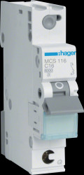 MCS116 Circuit breaker, 1 pole, 6 kA, C characteristic, 16 A