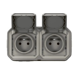 NOWE PLEXO 55 Gniazdo 2x2P+Z poziome komplet natynkowy 16A - 250V AC szare 069768L