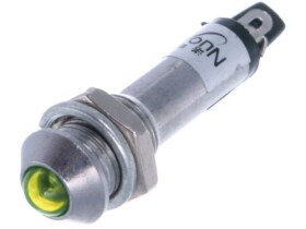 Kontrolka LED 12V 5mm żółta, metalowa, wypukła; IND8