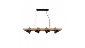 Lampa Wisząca Elti Kolor Czarny/Naturalny Metal/Drewno, 4Xe27 Ip20 P22077-4...