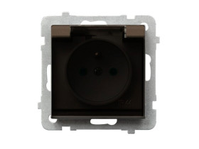 SONATA Gniazdo pojedyncze z uziemieniem IP44 z przesłonami czekoladowy metalik GPH-1RZP/m/40/d OSPEL