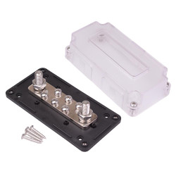 6 Way M5 Distribution Box with Clear Lid 300A 48VDC