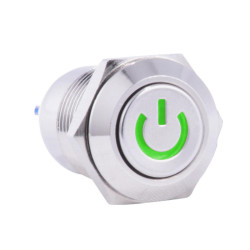 przełącznik przycisk.PBW-12APW ON-OFF "POWER" podśw. zielone 12V