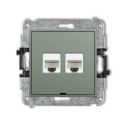 ICON Mechanizm gniazda komputerowego podwójnego 2xRJ45, kat. 6A, 8-stykowy, bez pola opisowego szałwiowy 61IGKBO-8