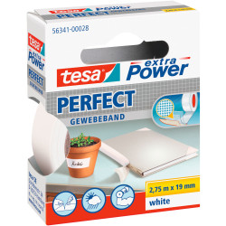tesa&#xAE; 56341 Extra Power Fabric Tape - White - 19mm x 2.75m