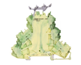 Złączka szynowa 3-piętrowa PE 2,5mm2 z podstawą oznacznika żółto-zielona 2002-3237 TOPJOBS