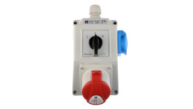 Zestaw Instalacyjny Z Gniazdem 16A 5P+2P+Z (L-0-P) Czerwony Zi03r221