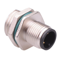 3 Way M12 Male Front Mounting Receptacle Circular Connector IP68 4A 250V