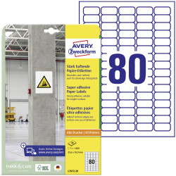 Avery-Zweckform L7872-20 Adhesive labels 35.6x16.9mm White 1600 pcs Permanent