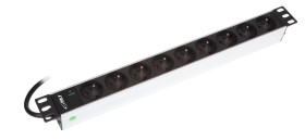 Listwa zasilająca 19, 9xNF C61-314standard PL, FR, wtyk DIN 49441 unischuko 16A/250V, kontrolka LED, kabel 2.5m 1134L030.09-1