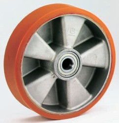 Kółko do wózka, Lite, Poliuretan, Szary, Pomarańczowy, obc.: 800kg, śred.: 200mm, szer.: 50mm