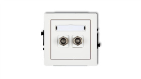 Deco Gniazdo Antenowe Podwójnego Typu F (Sat) Niklowany Biały Dgf-2