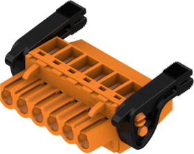 Socket header, 6 pole, pitch 5.08 mm, angled, orange, 1087290000