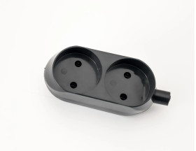 Gniazdo przenośne dwukrotne 16A 2P 250V czarne GN-260