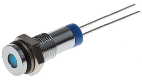 Lampka kontrolna do montażu panelowego 2V dc, niebieska 6mm LED Chrom RS PRO