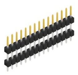 Pin header, 15 pole, pitch 2.54 mm, straight, black, SL509715S