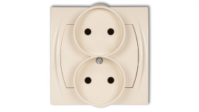 Logo Gniazdo Podwójne 2X(2P) Z Przesłonami Beżowy 1Lgpr-2P