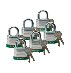 Kłódka LOTO stalowa, laminowana, szekla 20 mm, zielona (6 szt.), 814090