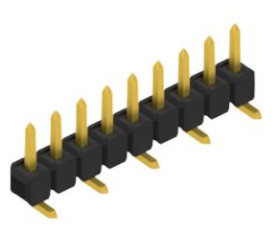 Pin header, 9 pole, pitch 2.54 mm, angled, black, 10047050